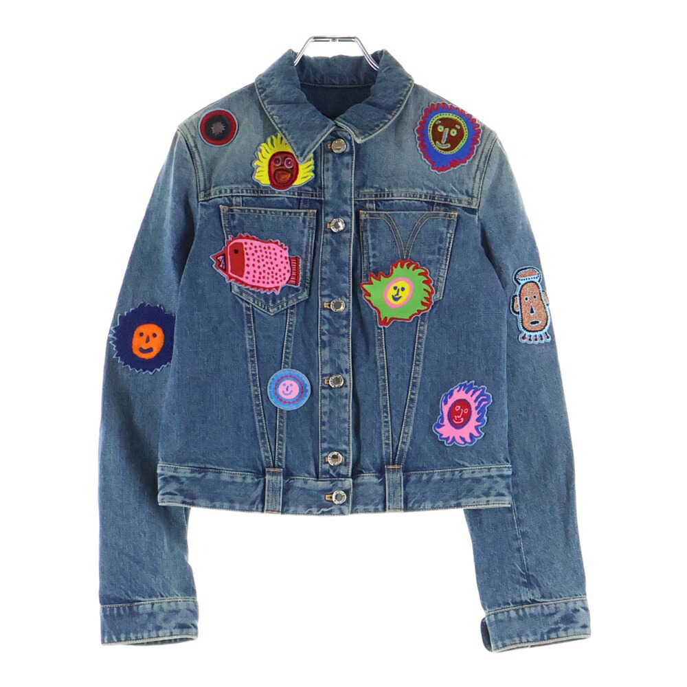 LOUIS VUITTON(ルイヴィトン) 大きさ:36 ×YK Short Denim W/Patche Jacket RW232J GM1 FOJA53 ×草間彌生 パッチショートデニムジャケット インディゴ【新古品/中古】【座標軸S】【色合い青色】【取りまわしバス発着場BRING心斎橋店】