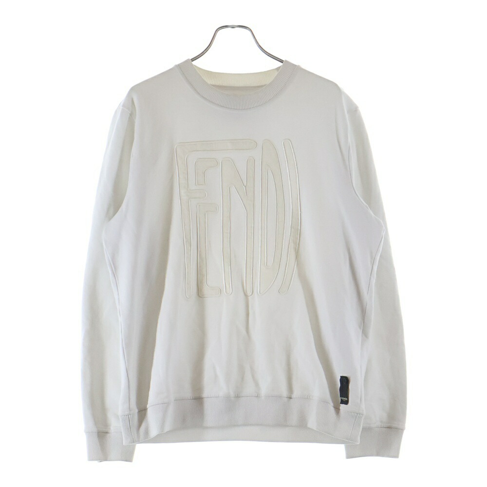 FENDI(フェンディ) 大きさ:XL フロントエンブロイダリー プルオーバースウェットトレーナー 白いこと FY0178 AE0C【中古】【座標軸B】【色合い白いこと】【取りまわしバス発着場BRING福岡天神店】