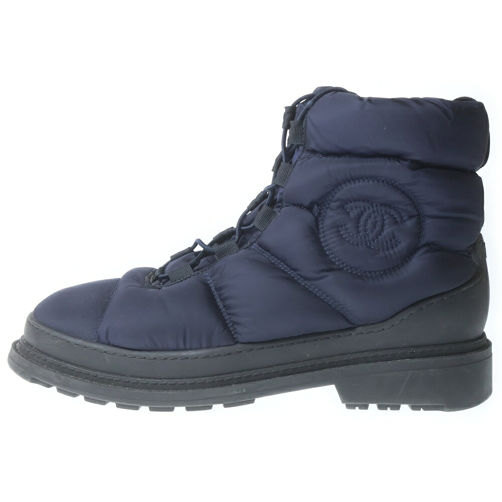 CHANEL(シャネル) 大きさ:42 Snow Boot ココマーク ボア ナイロンスノーブーツ ハイカットシューズ 米国海軍 IG33074【中古】【座標軸A】【カラーネイビー】【取りまわしバス発着場原宿】