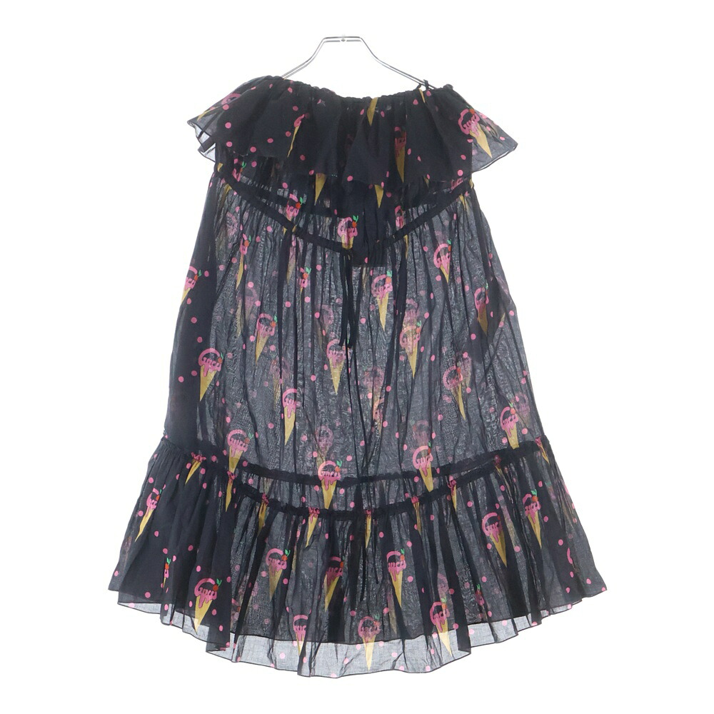GUCCI(グッチ) サイズ:36 アイスクリームプリント コットンワンピース ブラック 36 730392 ZALYA【新古品/中古】【程度S】【カラーブラック】【取扱店舗BRING THRIFT CLOSET あべの店】｜ブランド買取・販売　BRING