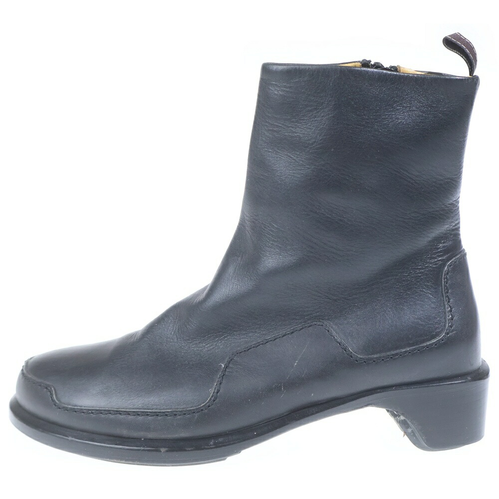 HERMES(エルメス) 大きさ:35 1/2 サイドジップ なめし革 遊撃手ブーツ 黒いこと レディース【中古】【度合いB】【色つや黒いこと】【オンライン押さえる商いもの】