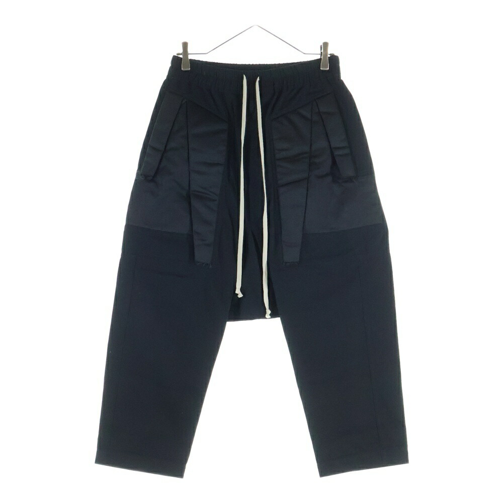 Rick Owens(リックオウエンス) サイズ:46 22SS Drawstring Cropped Pants ナイロン切替 ドローストリング クロップドパンツ ブラック RU01B1381-DLNBRX【中古】【程度A】【カラーブラック】【取扱店舗原宿】