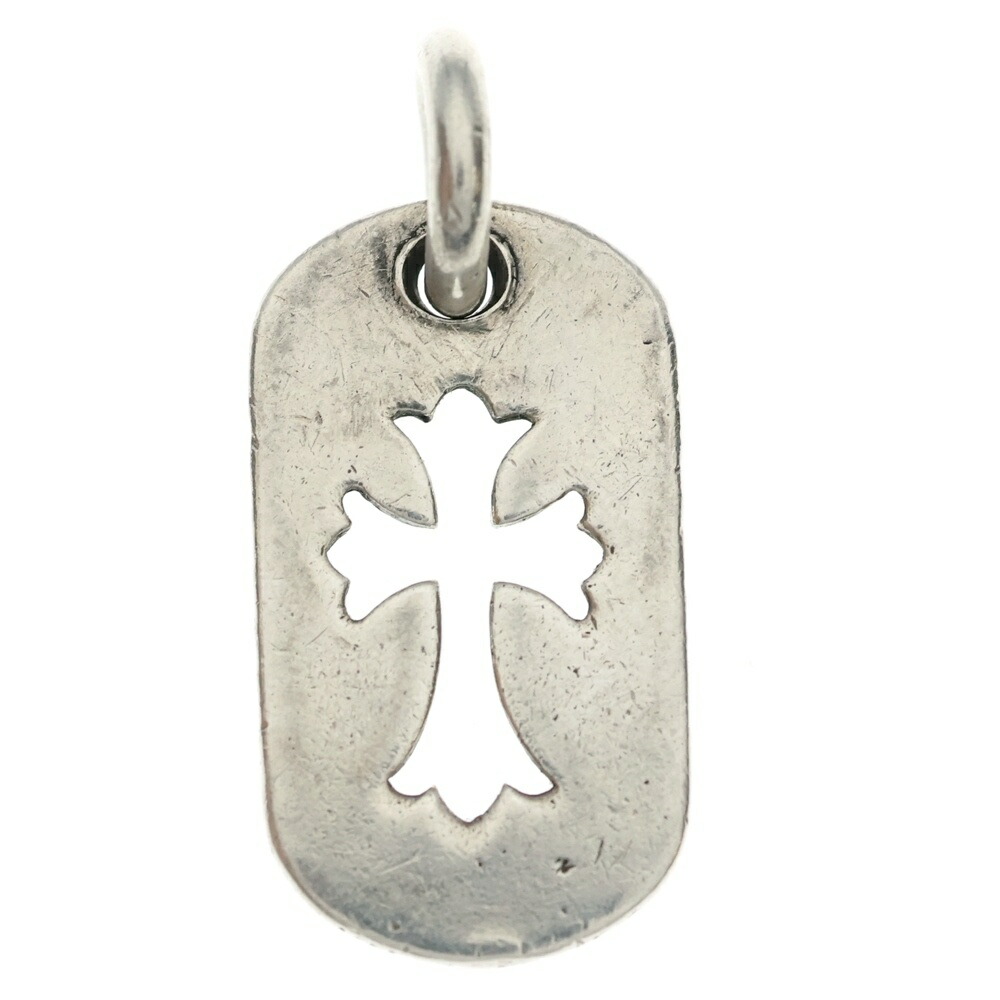 CHROME HEARTS(クロムハーツ) D TAG SML CO CRS OLD カットアウトクロスドッグタグ スモール シャンデリヤいの一番 しろがね色 BCA242【中古】【座標軸B】【色合いしろがね色】【取りまわしバス発着場OneStyle原宿店】