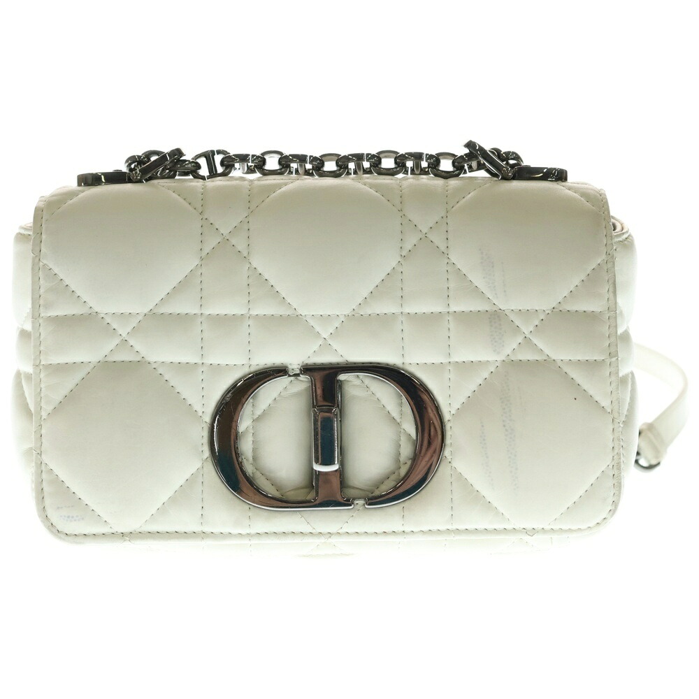 Christian Dior(ディオール) カロ スモール チェーン店ショルダーバッグ ハンドバック カナージュ 白いこと なめし革 M9241BNGK 黒いこと金具【中古】【座標軸B】【色つや白いこと】【取りまわしバス発着場BRING心斎橋店】