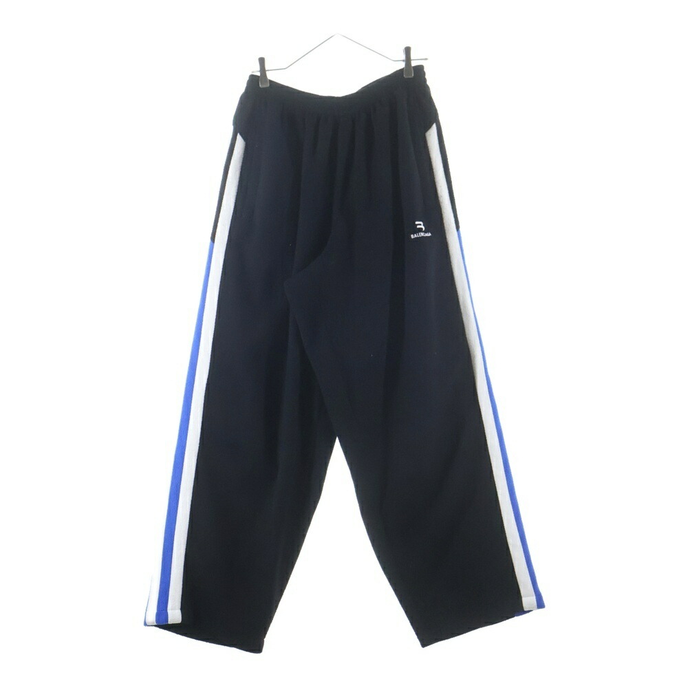BALENCIAGA(バレンシアガ) サイズ:XS 21SS LOGO TRACK SUITS PANTS ロゴ刺繍 ボアフリース トラックパンツ ブラック 675347 TJQ32【中古】【程度B】【カラーブラック】【取扱店舗BRING渋谷ANNEX店】