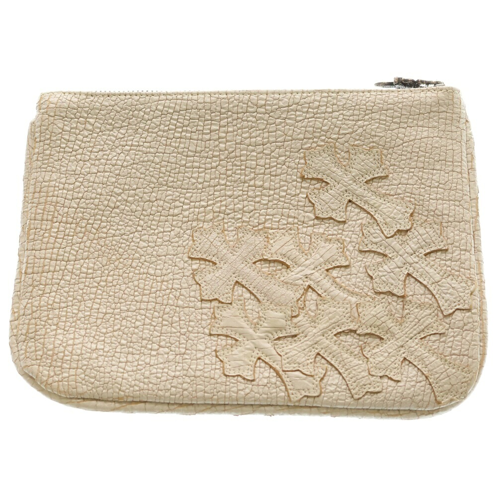 CHROME HEARTS(クロムハーツ) セメタリークロスパッチ付き添い人 ダガージップポーチ 白いこと【中古】【座標軸B】【色つや白いこと】【取りまわしバス発着場OneStyle原宿店】