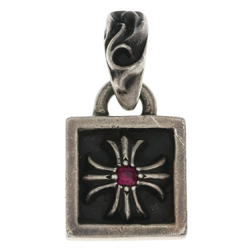 CHROME HEARTS(クロムハーツ) FRAMED CH PLUS 1RBY フレームドCHつけ加える 1ルビー 首飾りとっ始め しろがね色【中古】【度合いB】【色つやしろがね色】【取りまわしバス発着場BRING仙台店】