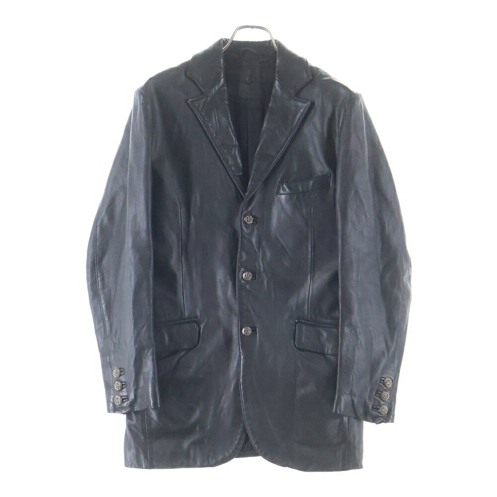 CHROME HEARTS(クロムハーツ) 大きさ:S フローラルボタン3B はりつけ台継ぎ切れ付き添い人レザーテーラードジャケット【中古】【度合いB】【色つや黒いこと】【取りまわしバス発着場原宿】