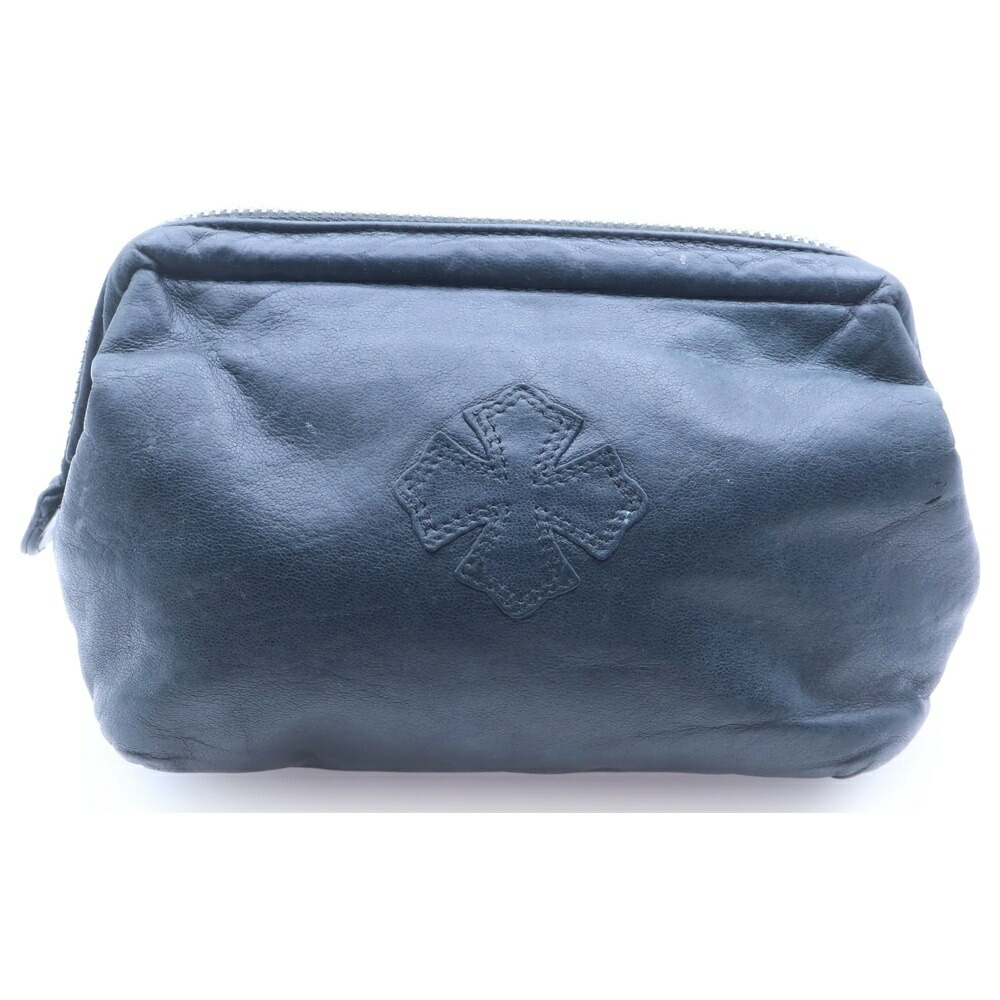 CHROME HEARTS(クロムハーツ) CHつけ加える継ぎ切れ付き添い人 ダガージップレザーコスメポーチ【中古】【度合いB】【色つや黒いこと】【取りまわしバス発着場BRING亜米利加村店】
