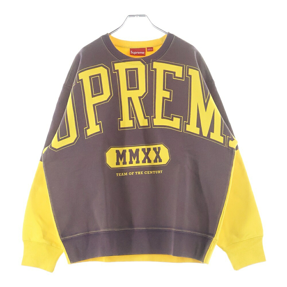 SUPREME(シュプリーム) 大きさ:M 20AW Overprint Crewneck Sweatshirt 分科大学ロゴタイプ 厚地の外套刷り上げる クルーネックスウェット ボルドーワイン【中古】【座標軸B】【色合い黄色】【取りまわしバス発着場BRING福岡天神店】