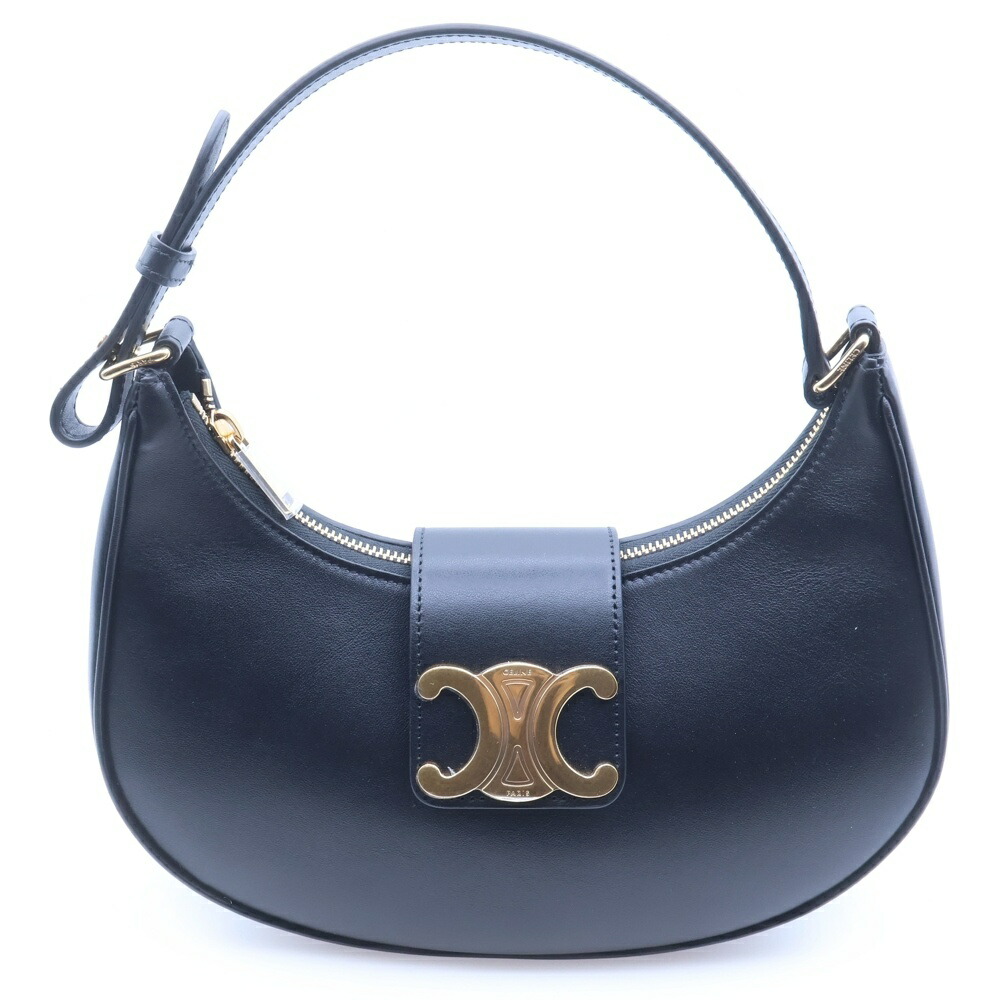 CELINE(セリーヌ) アヴァ 並み並み トリオンフ ハンドバック 一ショルダーバッグ 黒いこと スムーズカーフスキン ゴールド金具【新古品/中古】【座標軸S】【色つや黒いこと】【取りまわしバス発着場新宿】