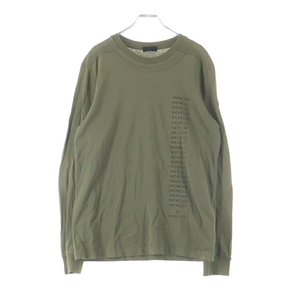 MONCLER(モンク軌跡) 大きさ:S MAGLIA MANICA LUNGA 向こう正面刷り上げるひな形 袖ロゴタイプ紋章 ロングスリーブカットソー 長袖ティーシャツ カーキ I20918D00009 89A17【中古】【度合いB】【色つやカーキ】【取りまわしバス発着場BRING梅田茶屋町店】