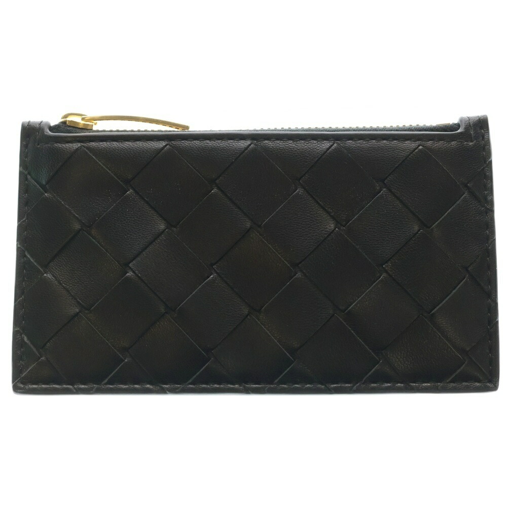 BOTTEGA VENETA(ボッテガヴェネタ) イントレチャート 歌留多容れもの 御釣り入れ 黒いこと なめし革【中古】【座標軸A】【色合い黒いこと】【取りまわしバス発着場BRING梅田茶屋町店】