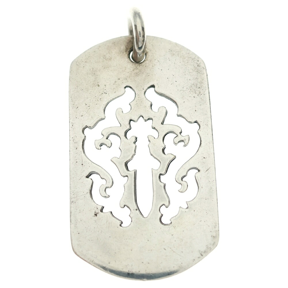 CHROME HEARTS(クロムハーツ) 大きさ:LARGE D TAG LRG DAGGER ダガーカットアウトドッグタグ ラージドッグタグネックレストップ【中古】【度合いB】【色つやしろがね色】【取りまわしバス発着場OneStyle原宿店】
