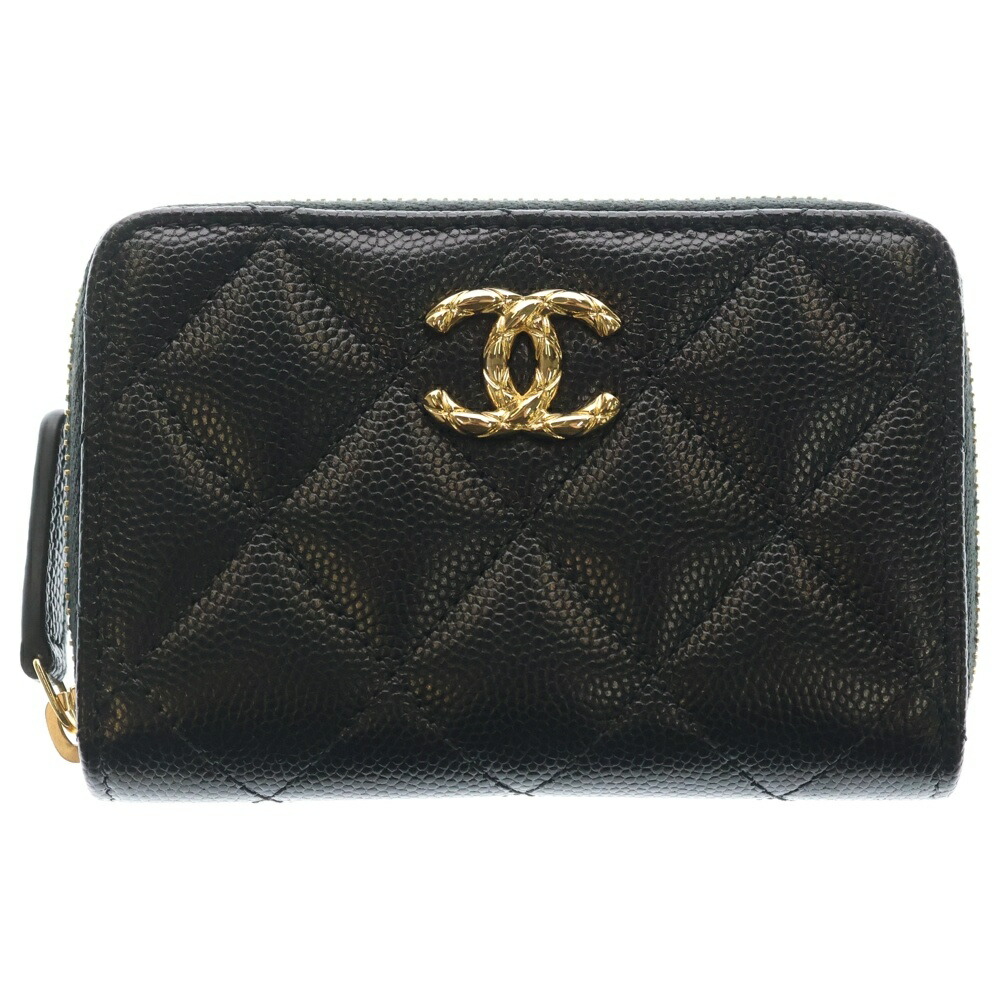 CHANEL(シャネル) 大いさ:- ココマーク キルティング マトラッセ コインケース ミニ銭入れ ウォレット 黒いこと キャビア人はだ ゴールド金具【中古】【座標軸B】【色合い黒いこと】【取りまわしバス発着場BRING梅田茶屋町店】