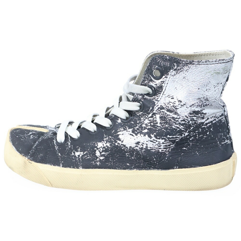 Martin Margiela 22(マルタンマルジェラ) サイズ:37 Tabi タビ クラック加工 ハイカットスニーカー ブラック/シルバー【中古】【程度B】【カラーブラック】【オンライン限定商品】