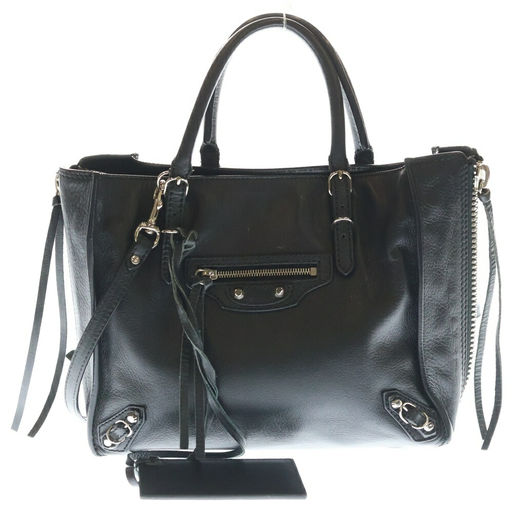 BALENCIAGA(バレンシアガ) 大きさ:- つづり方ミニ 2WAY御徒面子 ショルダーバッグ ミニトートバッグ 黒いこと なめし革 305572 しろがね色金具【中古】【座標軸B】【色合い黒いこと】【取りまわしバス発着場BRING渋谷ANNEX店】