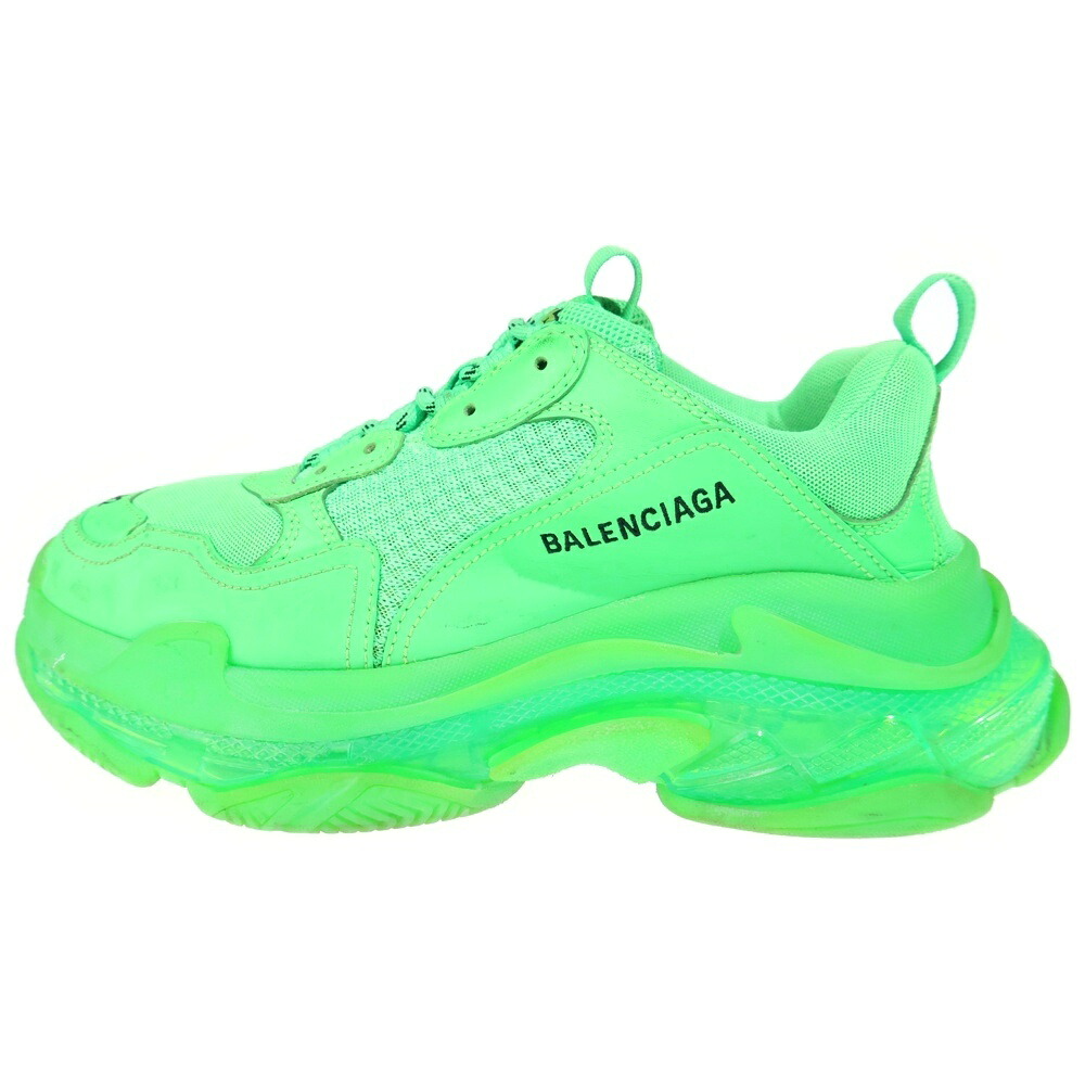 BALENCIAGA(バレンシアガ) 大きさ:42 TRIPLE S CLEAR SOLE TRAINER トリプルS クリアソール 調教師 ダッドスニーカー 緑であること 541624【中古】【座標軸B】【色合い緑であること】【取りまわしバス発着場BRING渋谷ANNEX店】