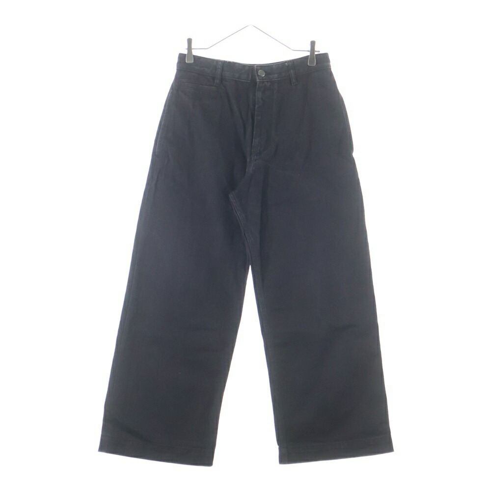 STUDIO NICHOLSON(スタジオニコルソン) 大きさ:XS PYAD SELVEDGE DENIM SUEDE HEAD SLACK ワイドデニムパンツ 黒いこと 51-10-722017【中古】【座標軸B】【色合い黒いこと】【取りまわしバス発着場AWESOME原宿店】