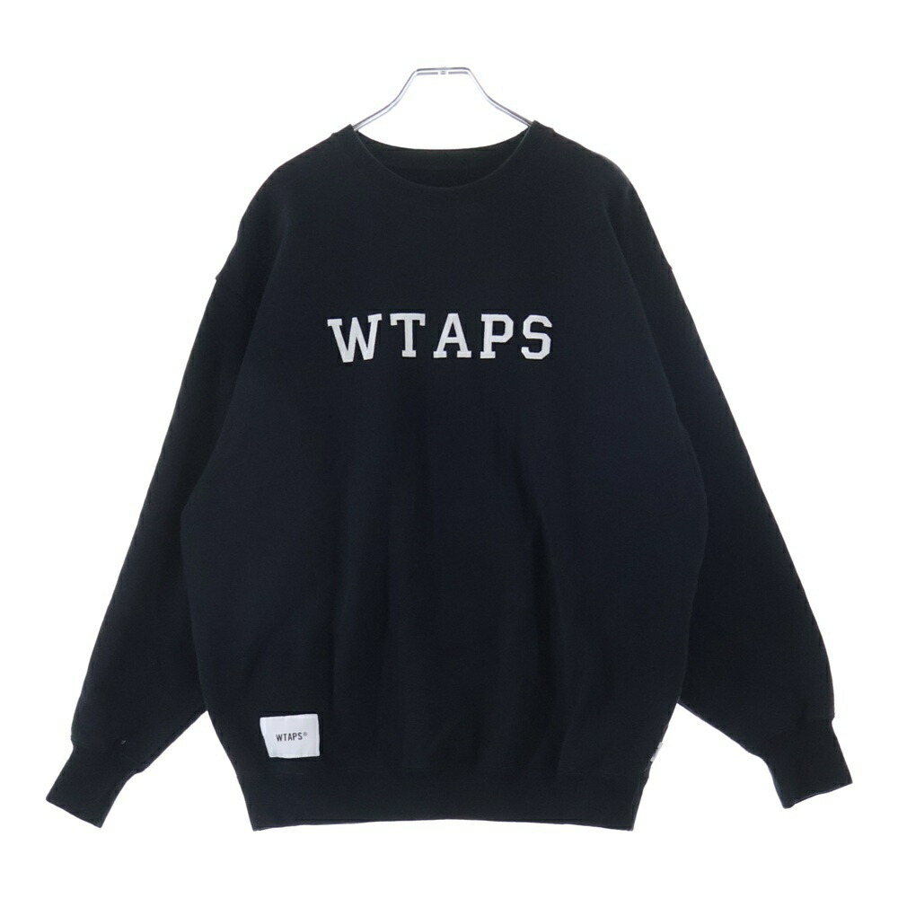 WTAPS(ダブルタップス) 大きさ:3 24SS 向こう正面ロゴタイプひな型 綿織物 クルーネックプルオーバー スウェットトレーナー 黒いこと 241ATDT-CSM03【中古】【座標軸B】【色つや黒いこと】【取りまわしバス発着場BRING THRIFT CLOSET 幕張店】