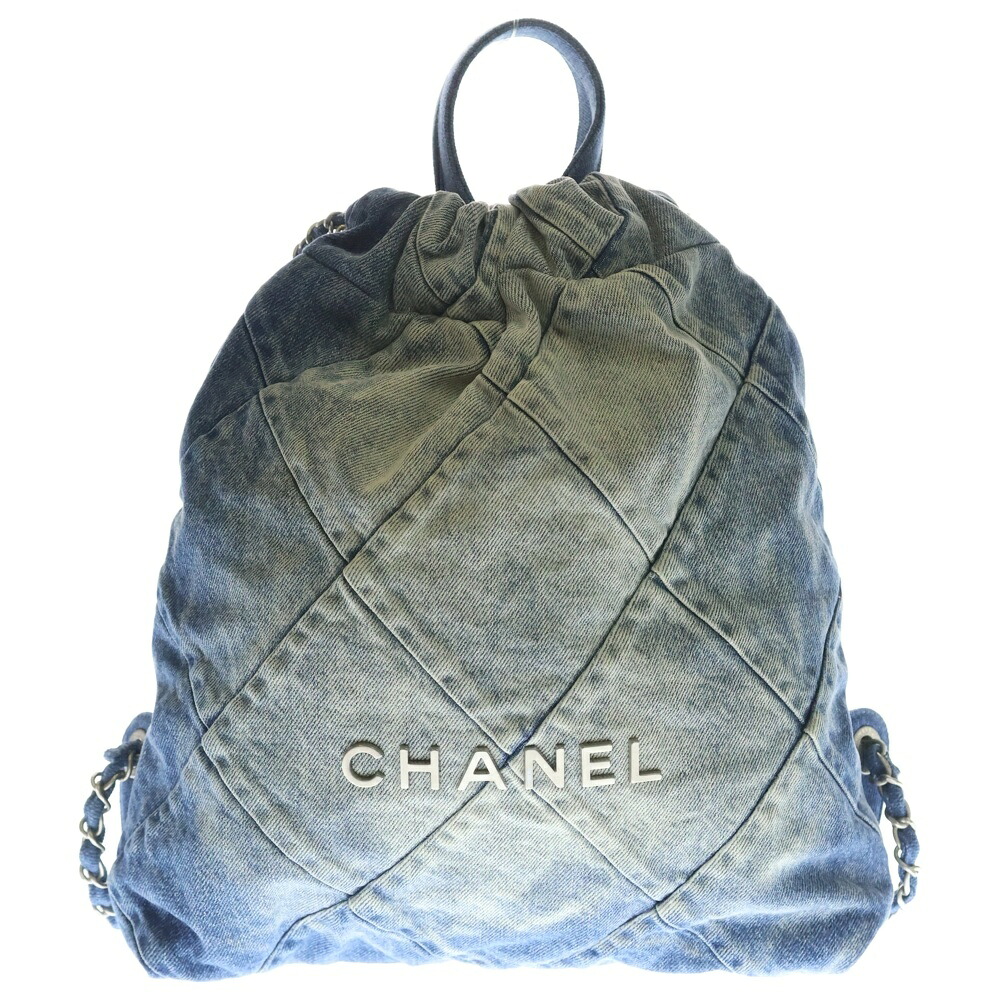 CHANEL(シャネル) Chanel22 Denim Backpack シャネル22 デニムバックパック 背嚢 インディゴ レディース【中古】【度合いA】【色つや青碧】【取りまわしバス発着場原宿】