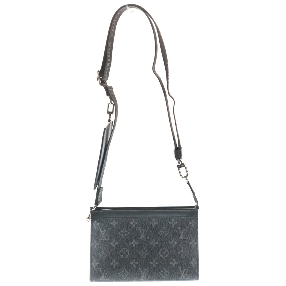 LOUIS VUITTON(ルイヴィトン) モノグラムエクリプス ガストン・ウェアラブルウォレット ショルダーバッグ 黒いこと ノワール なめし革×PVC M81124 しろがね色金具【中古】【座標軸A】【色つや黒いこと】【取りまわしバス発着場BRING福岡天神店】