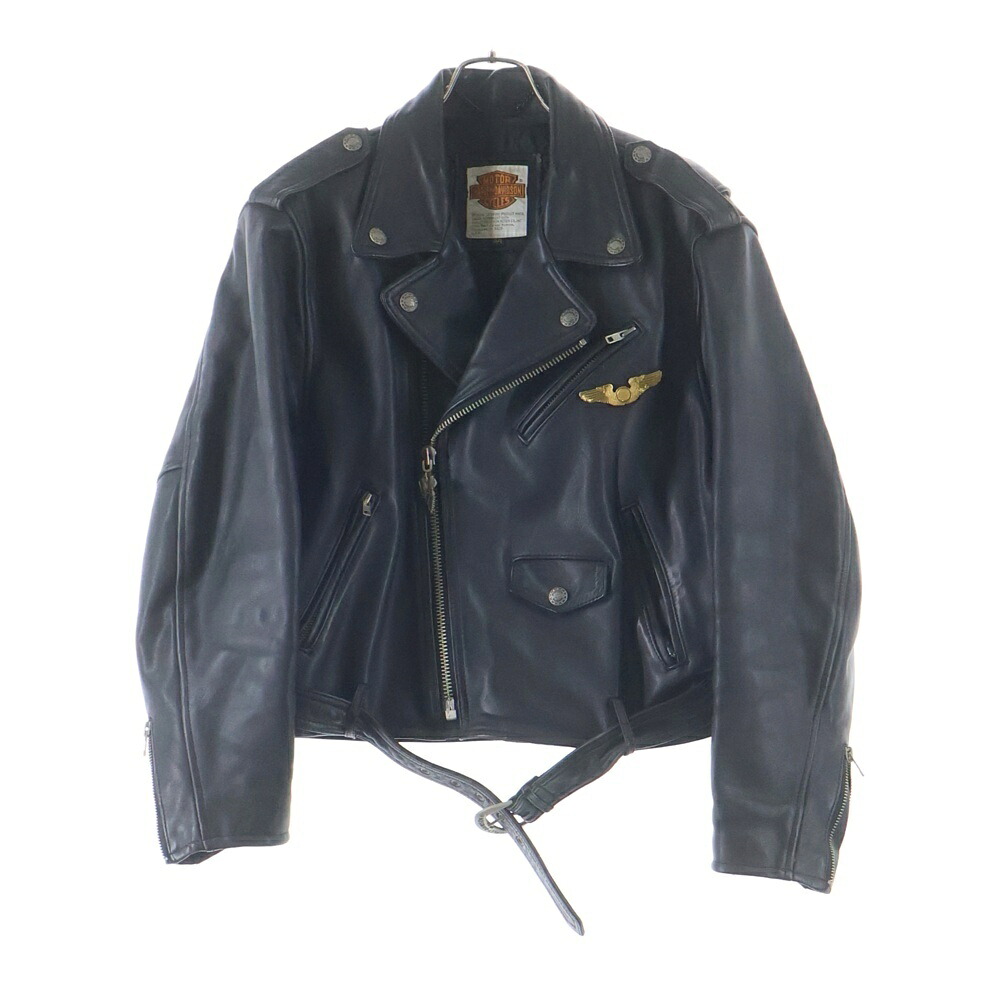 HARLEY DAVIDSON(ハーレーダビッドソン) 大きさ:44 SCREAMIN EAGLE CLUB スクリーミングイーグル 野球クラブ USA製 裏地キルティング ピンズカスタム なめし革 ダブルライダースジャケット 黒いこと【中古】【座標軸B】【色合い黒いこと】【取りまわしバス発着場BRING THRIFT CLOSET あべの店】
