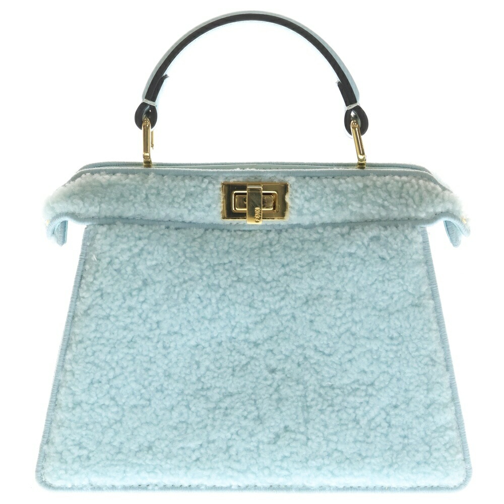 FENDI(フェンディ) フェンディ ピーカブー アイシーユー 2WAY御徒面子 ハンドバック ショルダーバッグ ともし火青み ボア 羊肉 8BN335 ゴールド金具【中古】【座標軸A】【色つや青み】【取りまわしバス発着場BRING心斎橋店】