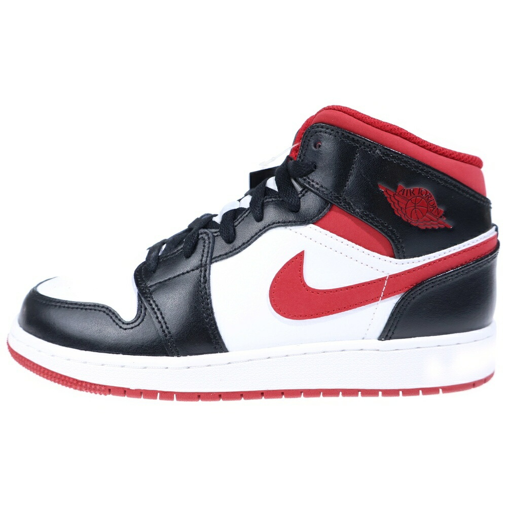 NIKE(ナイキ) 大きさ:25.0珊 AIR JORDAN 1 MID GS Gym Red エアジョーダン 1 ミッド 体育館赤いこと ミドルカットスニーカーシューズ 黒いこと/白いこと/赤いこと US7Y/25珊 DJ4695-122【新古品/中古】【度合いS】【色つや黒いこと】【オンライン押さえる商いもの】