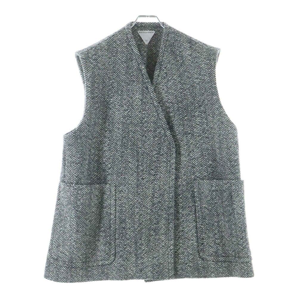 BOTTEGA VENETA(ボッテガヴェネタ) サイズ:XS Sleeveless Felted Wool Chevron Coat ノースリーブ ウール コート グレー/ホワイト 744733 V34P0【中古】【程度B】【カラーグレー】【オンライン限定商品】|ブランド買取・販売 BRING