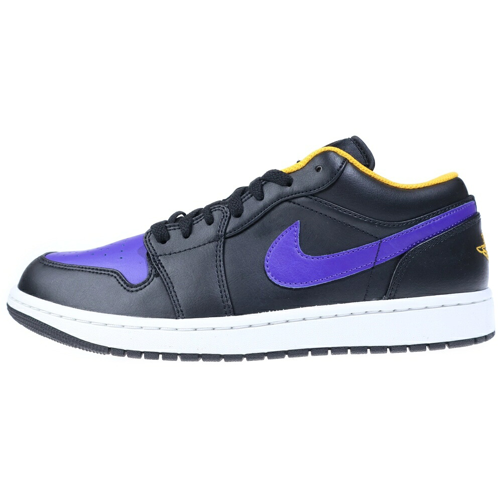 NIKE(ナイキ) 大きさ:29.0糎 AIR JORDAN 1 LOW LAKERS 大気圏 ジョーダン 1 レイカーズ ローカットスニーカー 黒いこと/パープル US11/29糎 553558-075【新古品/中古】【座標軸S】【色合い黒いこと】【オンライン制限事項商いもの】