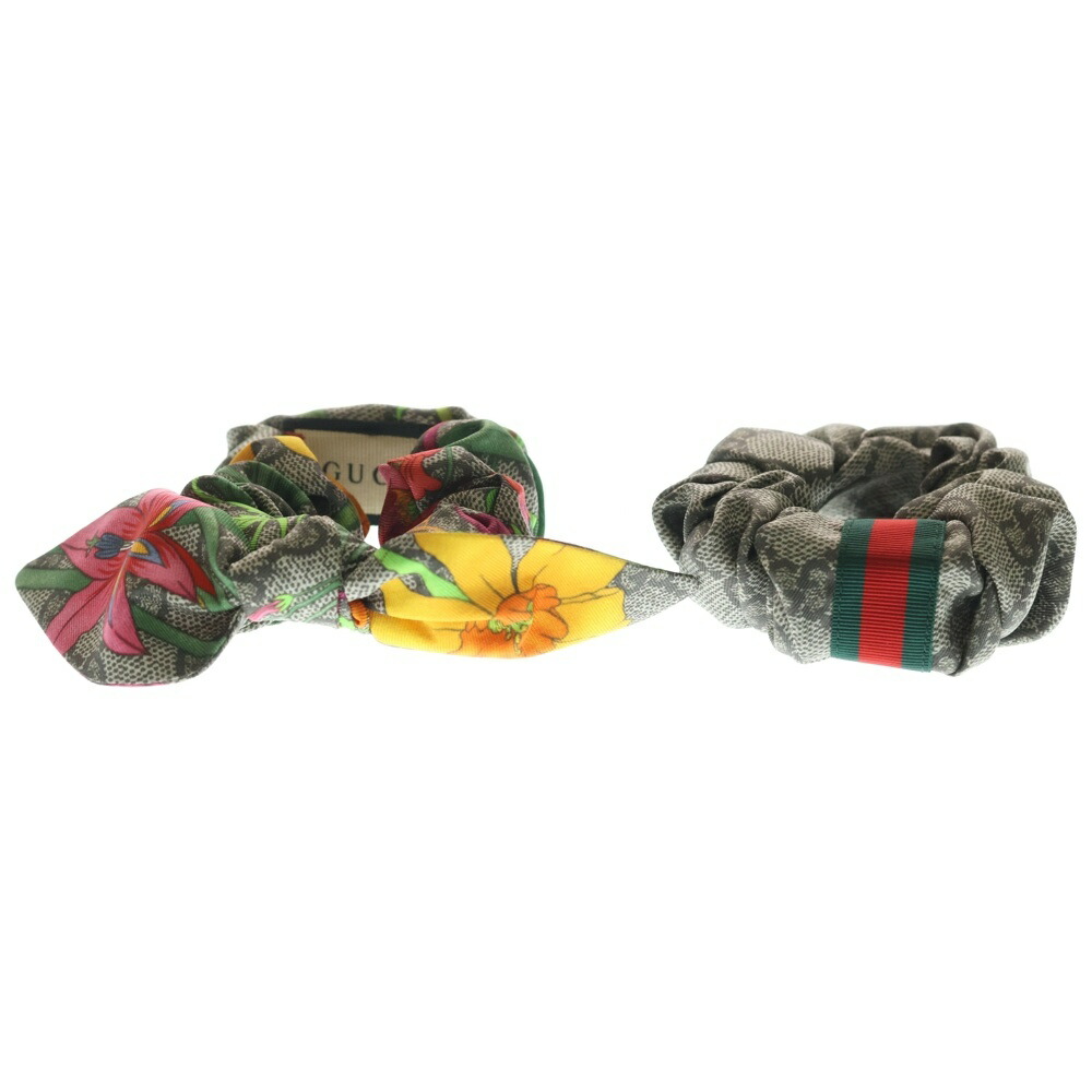 GUCCI(グッチ) GG総柄 御花 シルクシュシュ 2個書き割り マルチ【中古】【度合いA】【色つやマルチ色つや】【オンライン押さえる商いもの】