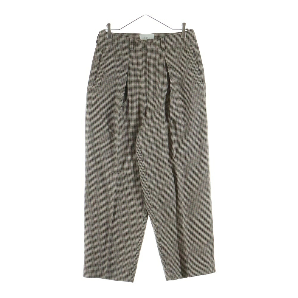 YOKE(ヨーク) 大きさ:S チドリ柄 ストレートスラックスパンツ ベージュ【中古】【座標軸B】【色合いベージュ】【オンライン制限事項商いもの】