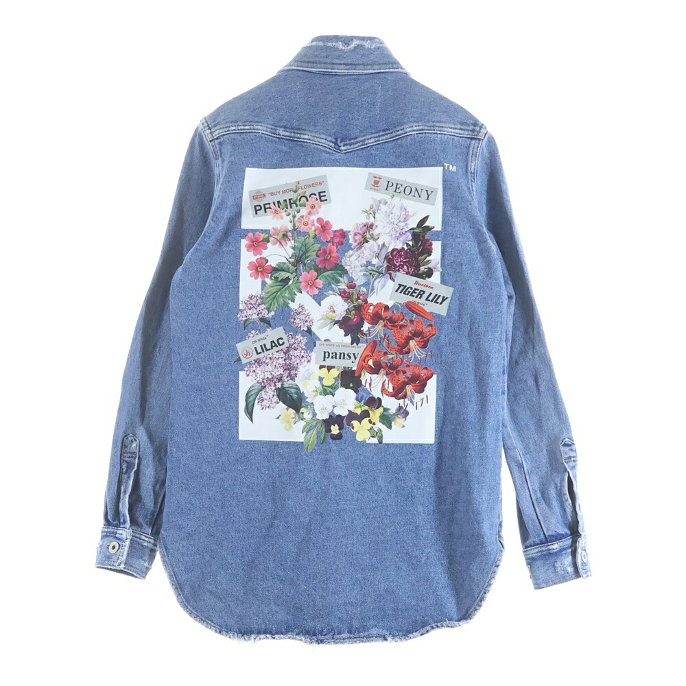 OFF-WHITE(象牙色) 大きさ:38 18SS Flower Denim Jacket 御花 ジーンズ上衣 インディゴ OWYD001R18386009【中古】【座標軸A】【色合い青色】【取りまわしバス発着場原宿】