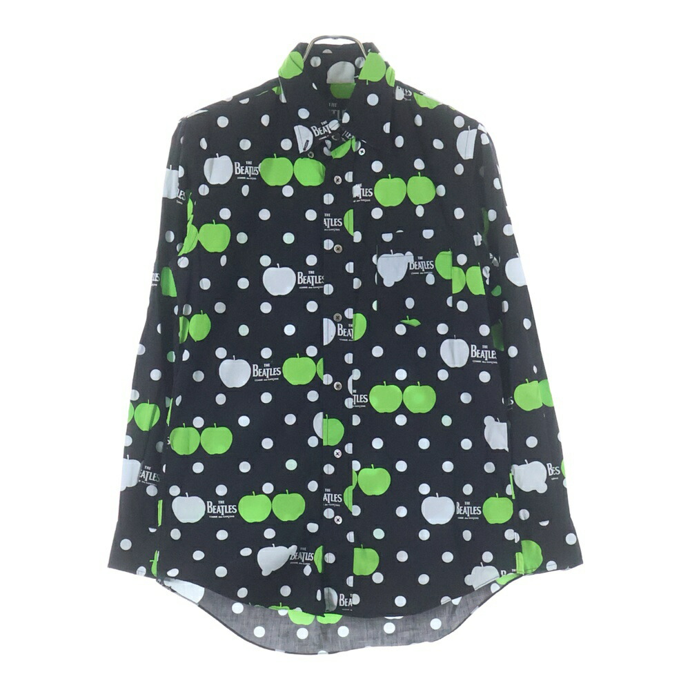 COMME des GARCONS COMME des GARCONS(コムデギャルソンコムデギャルソン) 大いさ:M ×THE BEATLES L/S SHIRT ザ ビートルズ アップル 長袖プルオーバー 黒いこと VD-B001【中古】【度合いB】【色合い黒いこと】【取りまわしバス発着場BRING WASTE_NOT】 メンズファッション-カジュアルシャツ-トップス