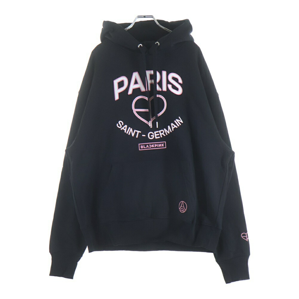 PARIS SAINT-GERMAIN(光の都市サンジェルマン) 大きさ:XL ×BLACKPINK ELEVATED GRAPHIC HOODIE エレベイテッド グラフィック プルオーバースウェットパーカー フーディー 黒いこと ST856-BLKPSG-BPP【中古】【座標軸B】【色つや黒いこと】【オンライン押さえる商いもの】