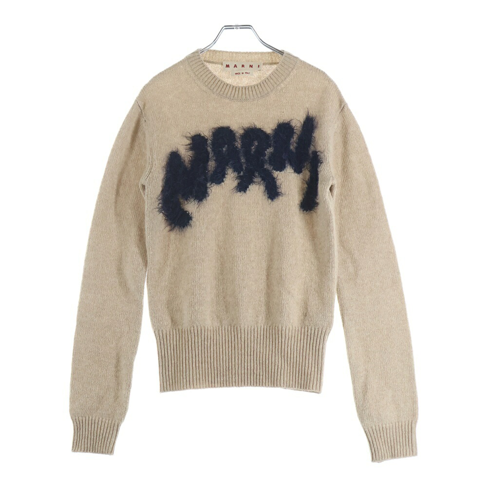 MARNI(マルニ) サイズ:38 22AW シェットランド ロゴクルーネックニット ベージュ GCMD0369Q0【中古】【程度B】【カラーベージュ】【オンライン限定商品】｜ブランド買取・販売　BRING