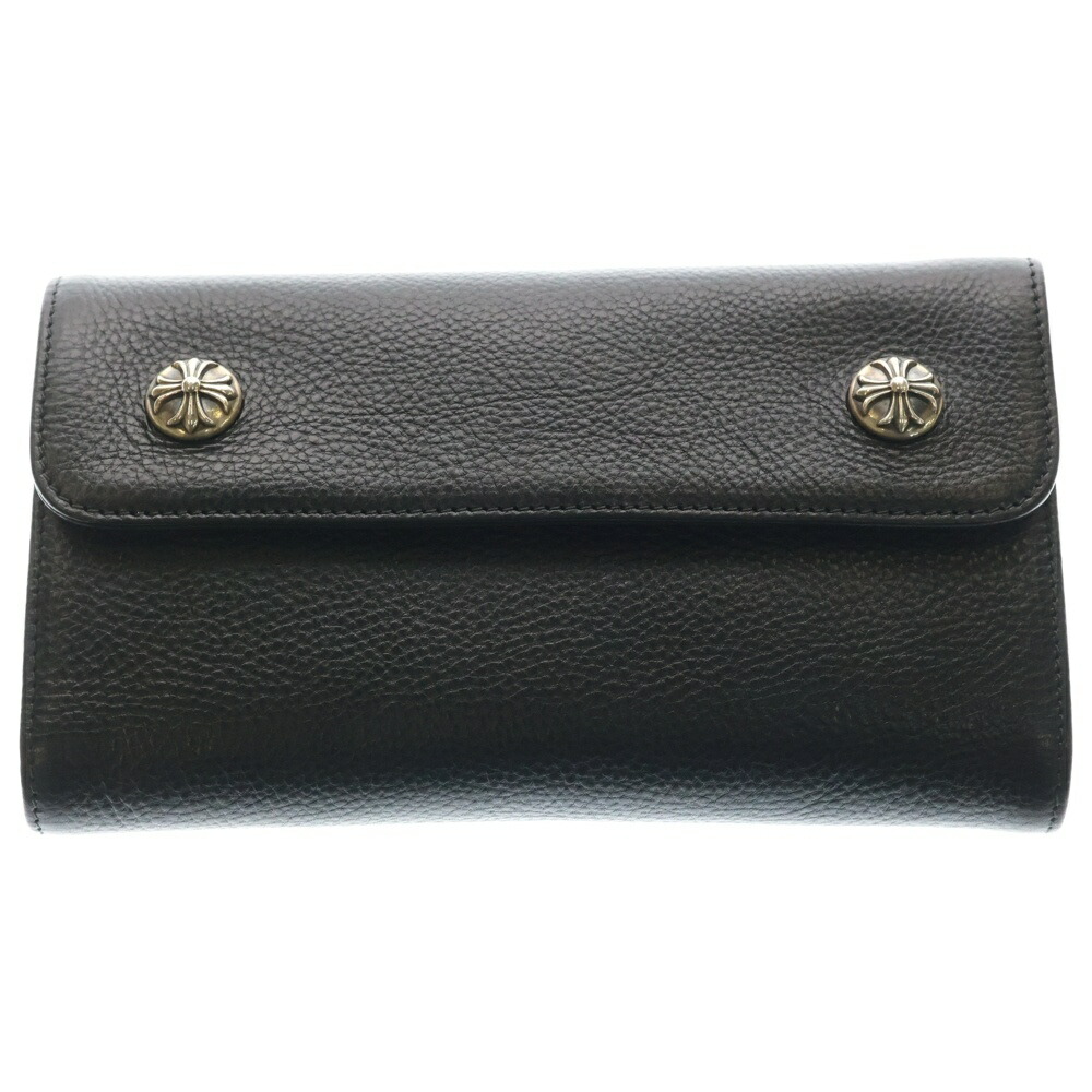 CHROME HEARTS(クロムハーツ) WAVE 縮くれる レザーウォレット 札入れ 黒いことBCA375【新古品/中古】【座標軸N】【色合い黒いこと】【取りまわしバス発着場OneStyle名古屋運動場店】