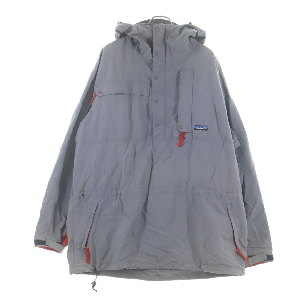 PATAGONIA(パタゴニア) 大きさ:XL 90s VINTAGE BACK BOWL ANORAK うしろ側どんぶり鉢 アノラックジャケットパーカー 薄墨色/赤いこと【中古】【座標軸B】【色合い薄墨色】【取りまわしバス発着場AWESOME高円寺店】