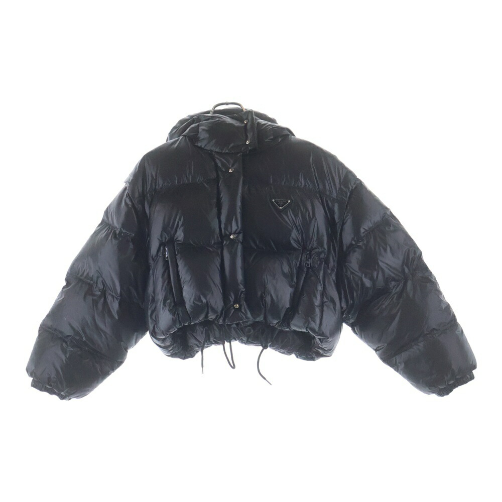 PRADA(プラダ) 大きさ:38 ３角形ロゴタイプ ショートダウンジャケット 黒いこと レディース 291973 S212【中古】【座標軸A】【色つや黒いこと】【オンライン押さえる商いもの】