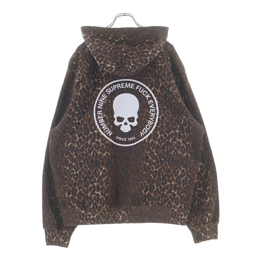 SUPREME(シュプリーム) 大きさ:XXL 25AW ×NUMBER NINE Hooded Sweatshirt Leopard 電話番号野球クラブ レオパード 汗水 ティーシャツパーカー 赤銅色【中古】【座標軸B】【色合い赤銅色】【取りまわしバス発着場BRING WASTE_NOT】