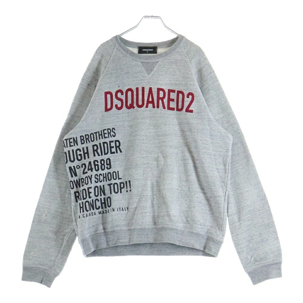 DSQUARED2(ディースクエアード) 大きさ:XL 18AW 向こう正面ロゴタイプ 労働者の一団素っ首 長袖スウェットトレーナー カットソー 薄墨色 S71GU0244 S25148【中古】【座標軸B】【色つや薄墨色】【オンライン押さえる商いもの】