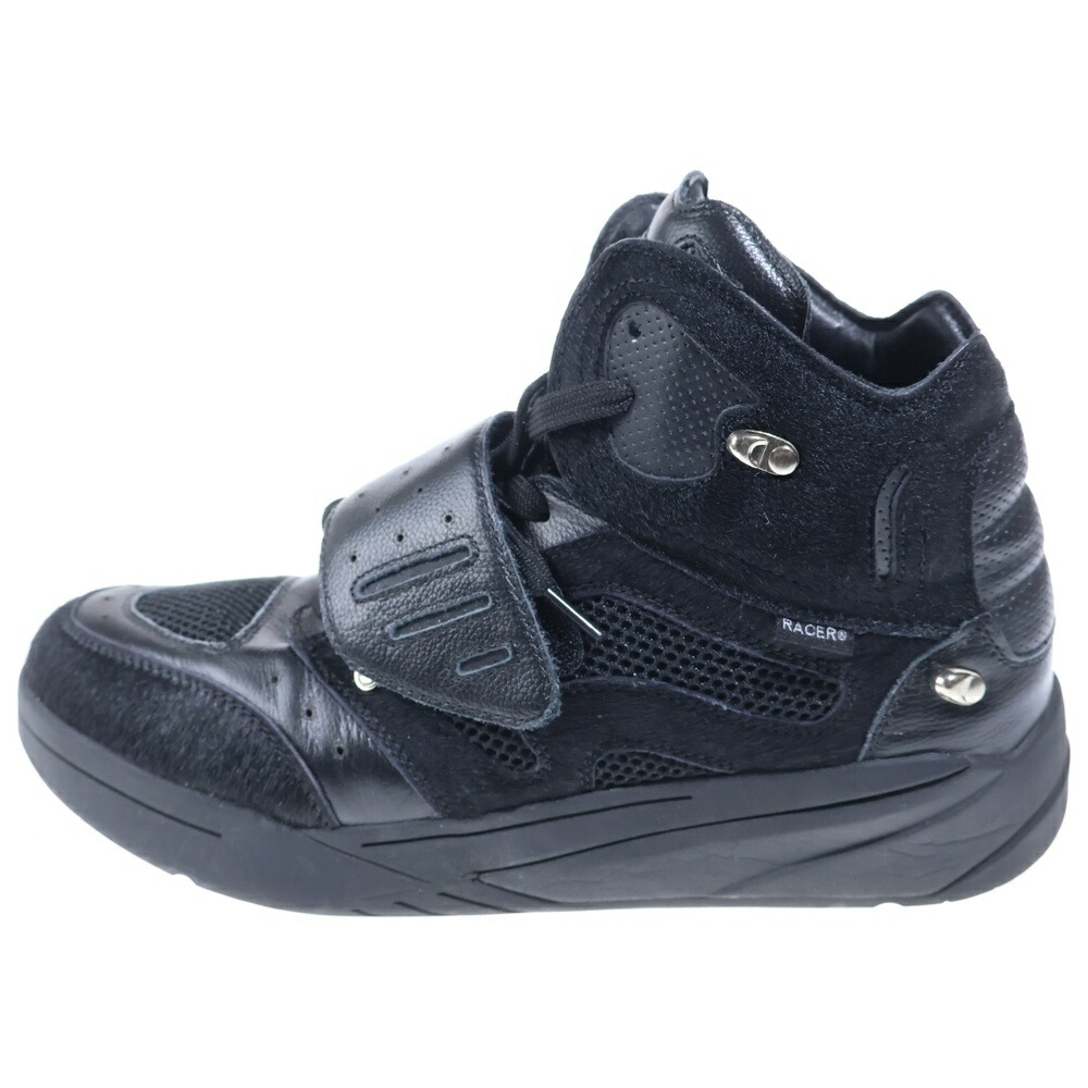 RACER WORLD WIDE(レーサーワールドワイド) 大きさ:44 Pony Vibram 2010 ハラコうつり変わり ベルクロハイカットスニーカー 黒いこと【中古】【座標軸B】【色合い黒いこと】【オンライン制限事項商いもの】