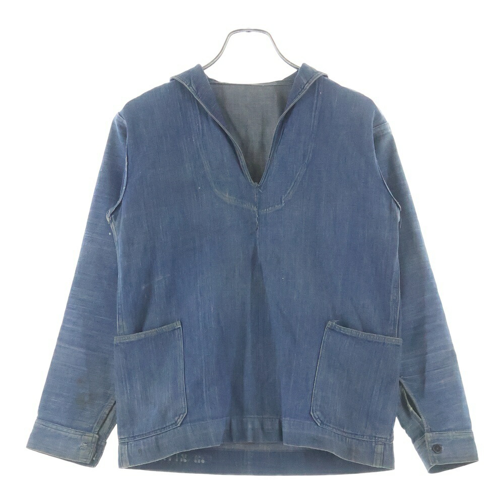 VINTAGE(ヴィンテージ) 10S U.S. NAVY SHAWL COLLAR DENIM PULLOVER SAILOR SHIRTS アメリカ海軍 ショールカラー デニム プルオーバー セイラー シャツ インディゴ【中古】【程度B】【カラーブルー】【取扱店舗AWESOME高円寺店】｜ブランド買取・販売　BRING
