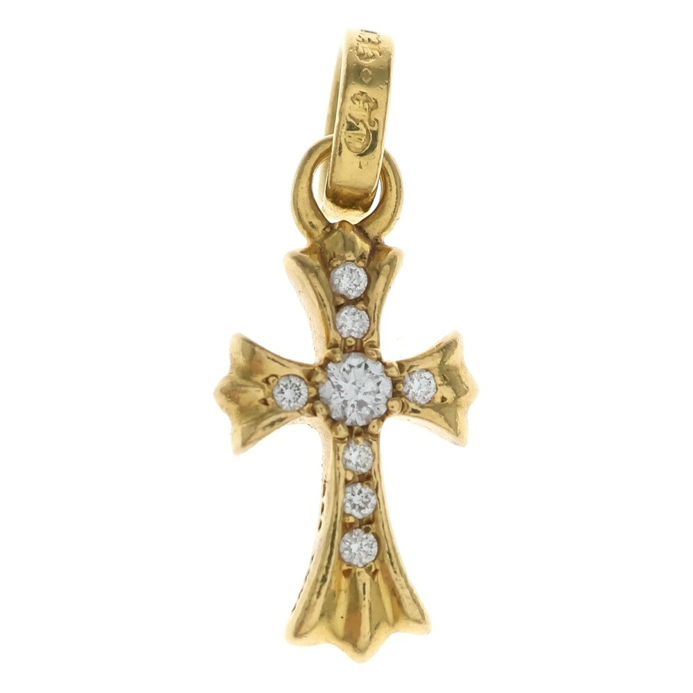 CHROME HEARTS(クロムハーツ) 22K CRS BBYFAT P/DIA ベイビーファットクロス PAVE金剛石 シャンデリヤとっ始め ゴールド BCA035【中古】【度合いB】【色つやゴールド】【取りまわしバス発着場BRING京都河原町店】