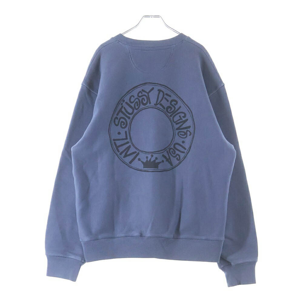 STUSSY(ステューシー) 大きさ:M 24AW BUANA CREW PIGMENT DYED ブアナ 労働者の一団 絵の具 ダイ うしろ側刷り上げる 労働者の一団素っ首 流汗 ティーシャツ 青み【中古】【座標軸B】【色つや青み】【取りまわしバス発着場BRING横浜ビブレ店】