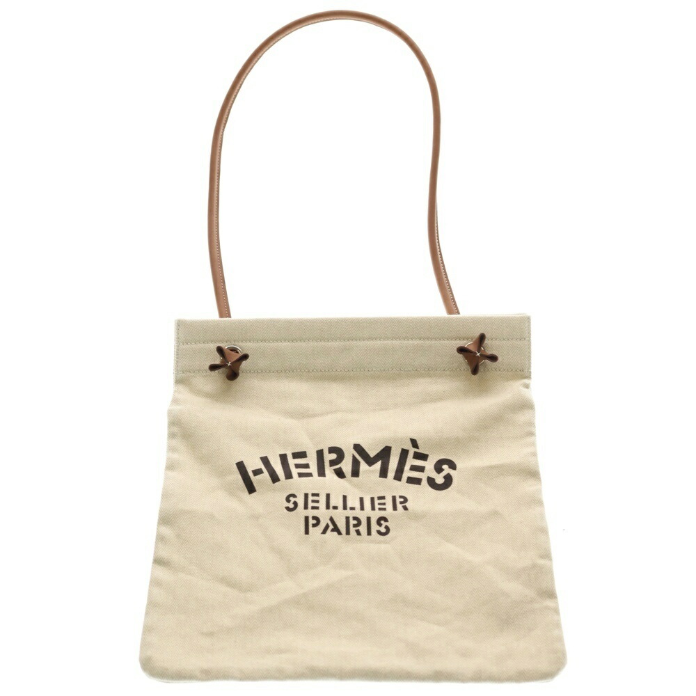 HERMES(エルメス) 大きさ:MM サックアリーヌ MM トワルシェブロン ショルダーバック 象牙色 K目じるし【中古】【度合いA】【色つやベージュ】【取りまわしバス発着場BRING亜米利加村店】