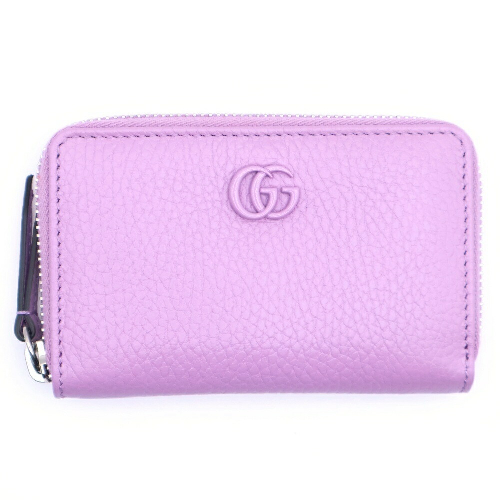 GUCCI(グッチ) GGマーモント ラウンドジップ コンパクトウォレット ミニ札入れ パープル なめし革 644412 しろがね色金具【中古】【座標軸A】【カラーパープル】【取りまわしバス発着場BRING心斎橋店】