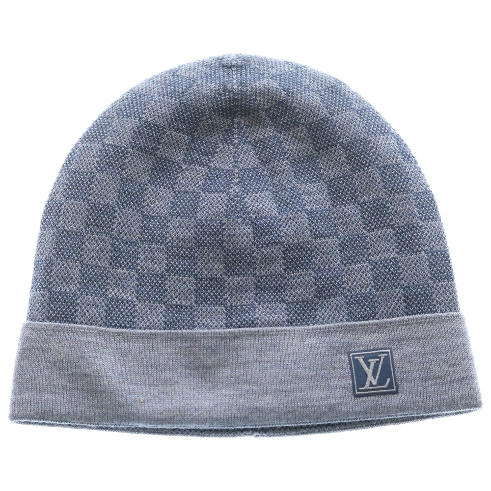 LOUIS VUITTON(ルイヴィトン) ボネ・プティ 編み物帽 ビーニー ダミエ 羊毛 青碧【中古】【座標軸A】【色合い青碧】【取りまわしバス発着場BRING札幌店】
