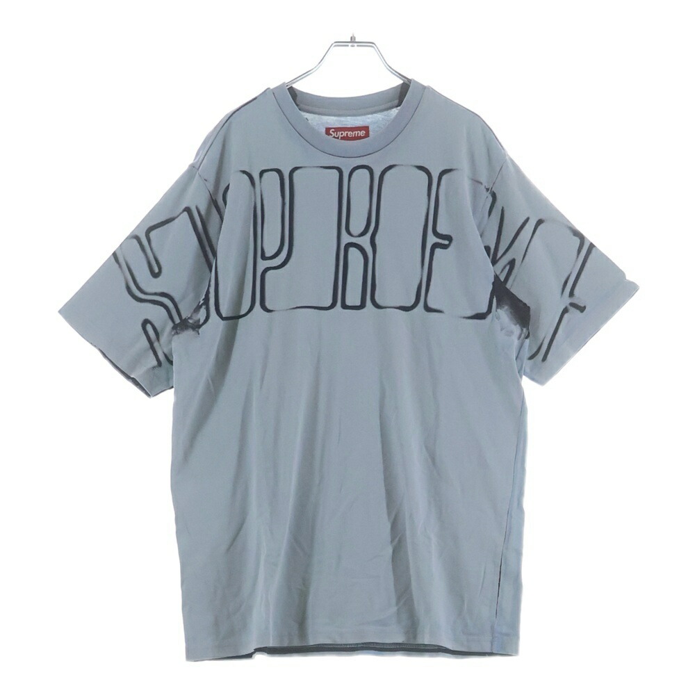 SUPREME(シュプリーム) 大きさ:M 23AW Overprint Knockout S/S Top オーバープリントノックアウト 半袖プルオーバー カットソー 薄墨色【中古】【座標軸A】【色つや薄墨色】【取りまわしバス発着場BRING WASTE_NOT】